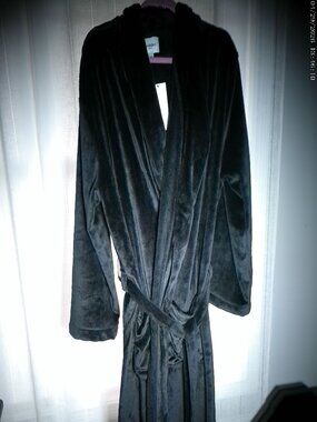 GOODIELLOW NWT Long Sleeve Open Front Black Velour Robe w/ Tie L/XL
